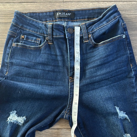 Blue Skinny Jeans with Distressed Details and Frayed Hem - Picture 6 of 6